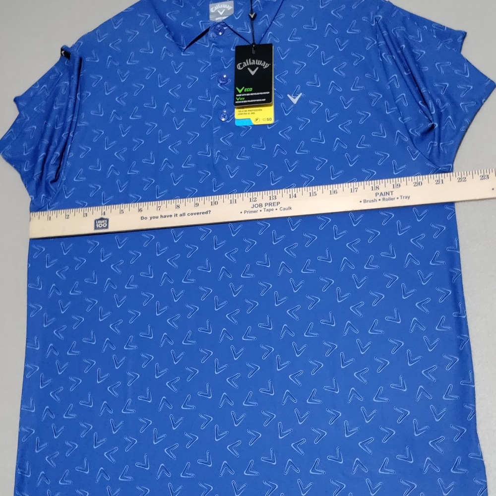 NEW Callaway Golf Polo Shirt Mens Medium All Over Chevron Print Galaxy Blue $70 - Picture 9 of 15